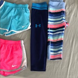 Nike girls sz 4 dri-fit short & UA & Gymboree pnt